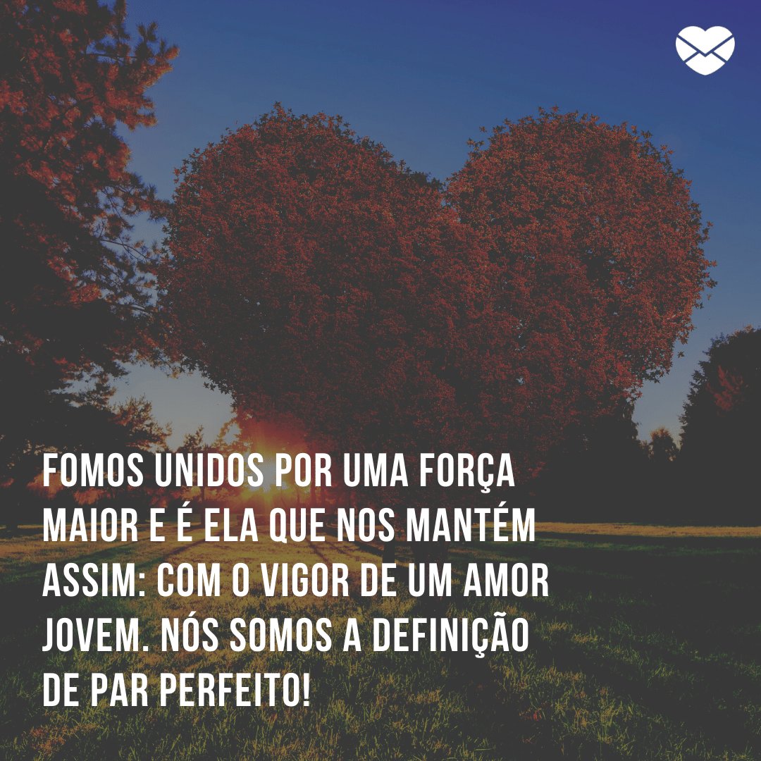 'Fomos unidos por uma força maior e é ela que nos mantém assim: com o vigor de um amor jovem. Nós somos a definição de par perfeito!' -  Par perfeito