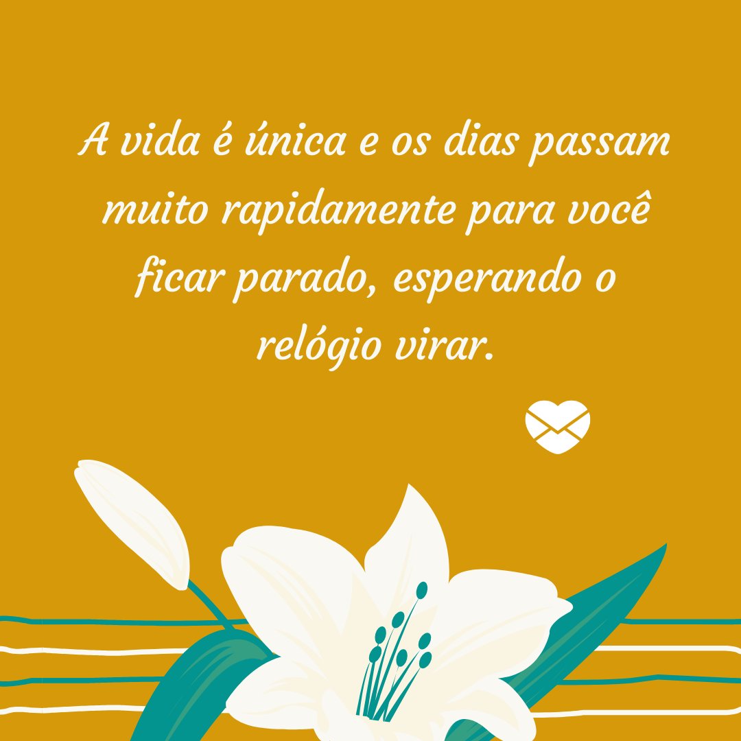 'vida é única e os dias passam muito rapidamente para você ficar parado, esperando o relógio virar.' - Mensagens de Boa Tarde