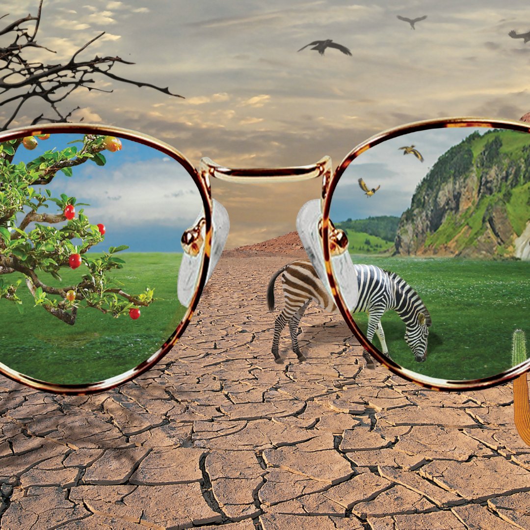 Iridi / Getty Images Pro / Canva Imagem ilustrativa de óculos espelhando outra realidade