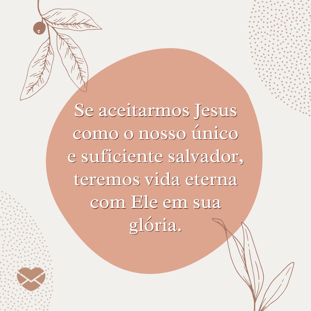 'Se aceitarmos Jesus como o nosso único e suficiente salvador, teremos vida eterna com Ele em sua glória.' -  Evangelho do dia