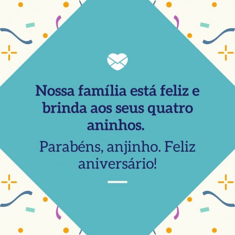 Mensagens de aniversário para 4 anos - desejos de luz!