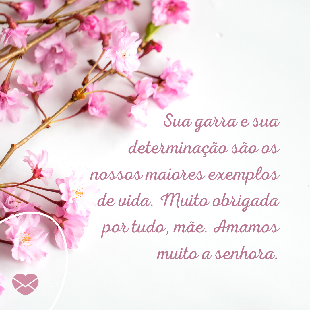 'Sua garra e sua determinação são os nossos maiores exemplos de vida. Muito obrigada por tudo, mãe. Amamos muito a senhora.' - Depoimentos para as Mães