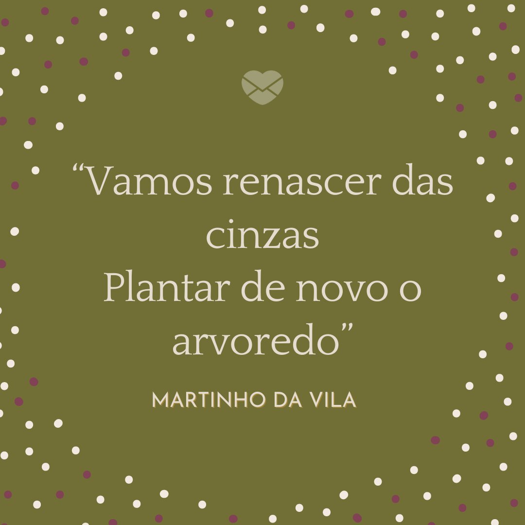 “Vamos renascer das cinzas  Plantar de novo o arvoredo” - Trechos de músicas do Martinho da Vila