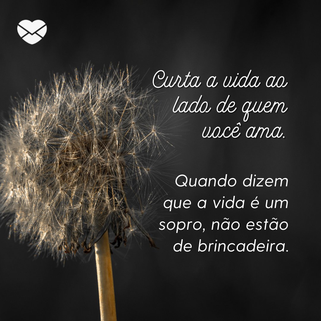 ''Curta a vida ao lado de quem você ama. Quando dizem que a vida é um sopro, não estão de brincadeira''. -  Mensagens de Luto