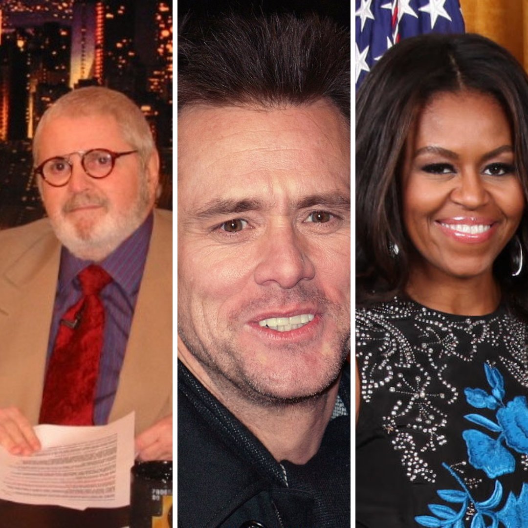 Wikimedia Commons Imagem em grid do apresentador Jô Soares, do comediante Jim Carrey e da advogada Michelle Obama