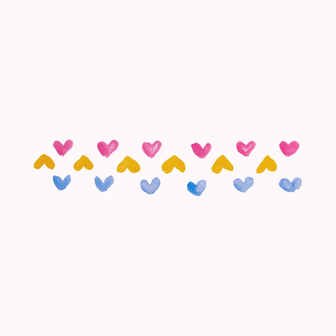 'Sequência de três linhas de corações coloridos' - Divisores de feed para instagram