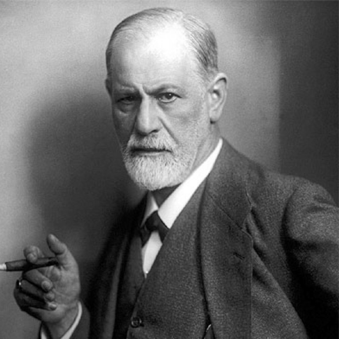 Imagem em preto e branco do neurologista e psiquiatra Sigmund Freud