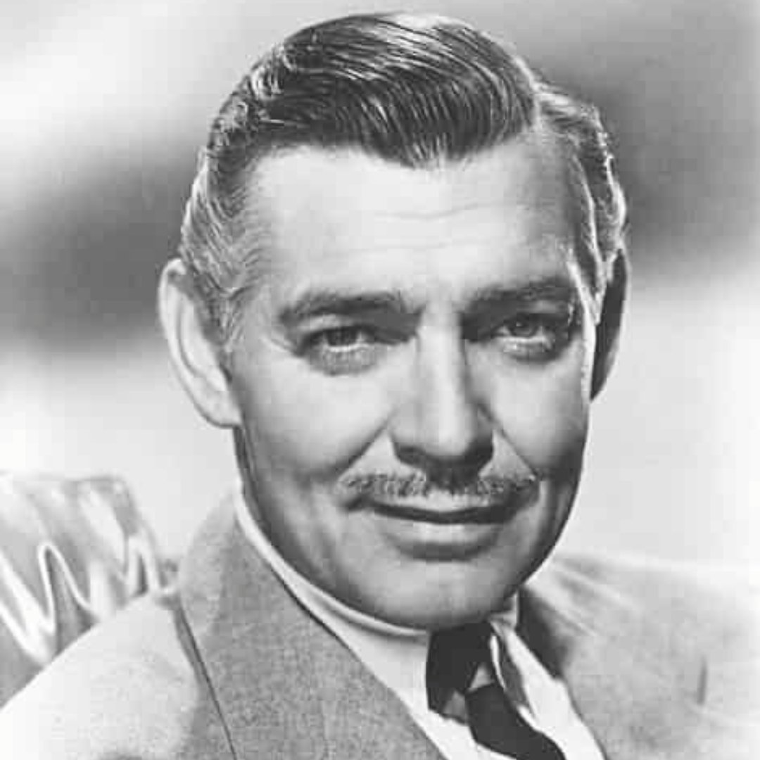 Imagem em preto e branco do ator Clark Gable