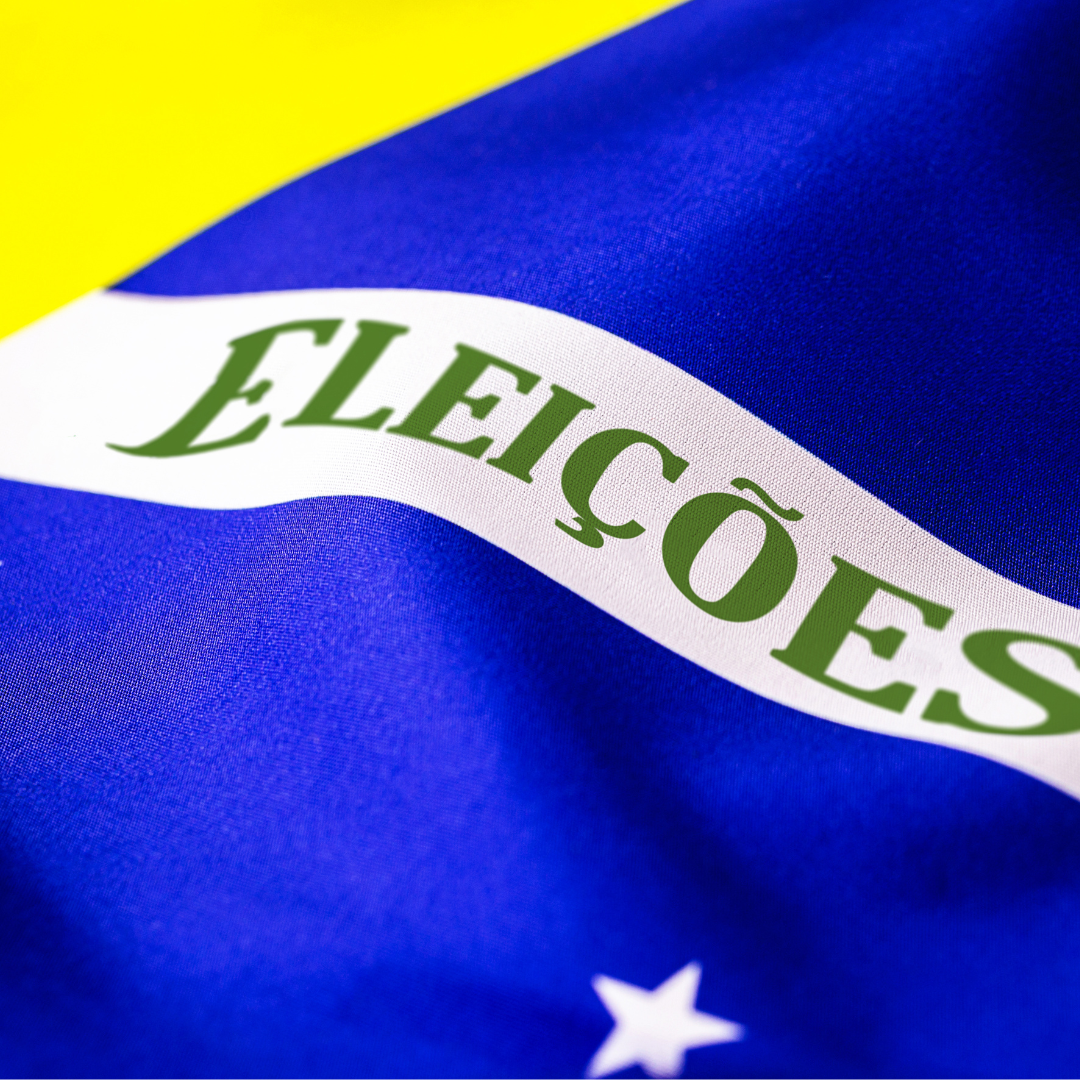 Bandeira do Brasil com a palavra Eleições escrita