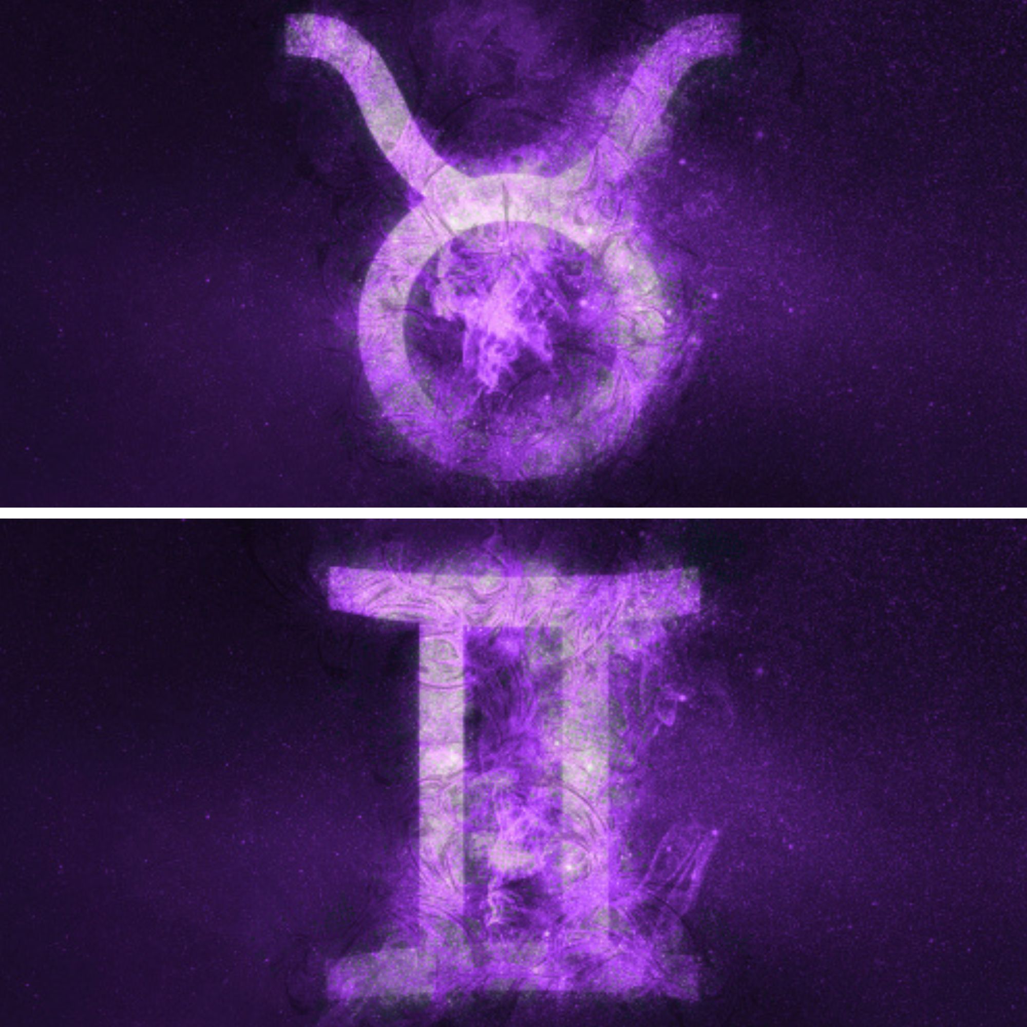 Allexxandar / Shutterstock / Canva Símbolos dos signos de touro e de gêmeos.