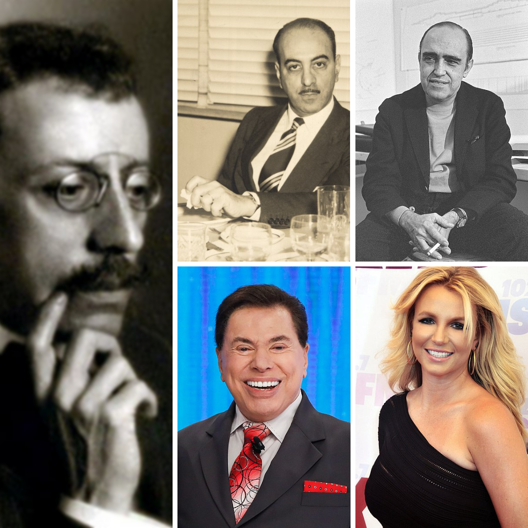 Olavo Bilac, Roberto Marinho, Oscar Niemeyer, Silvio Santos e Britney Spears