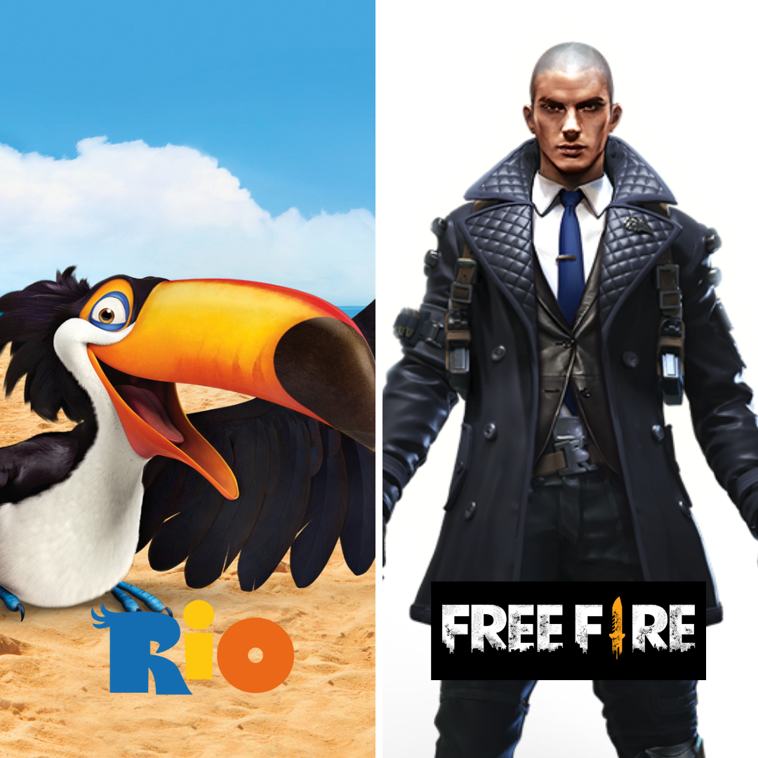Personagens Rafael do filme Rio e Rafael do jogo Free Fire.