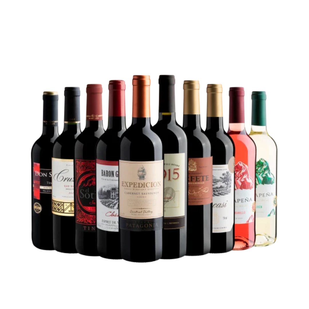 10 diferentes garrafas de vinho