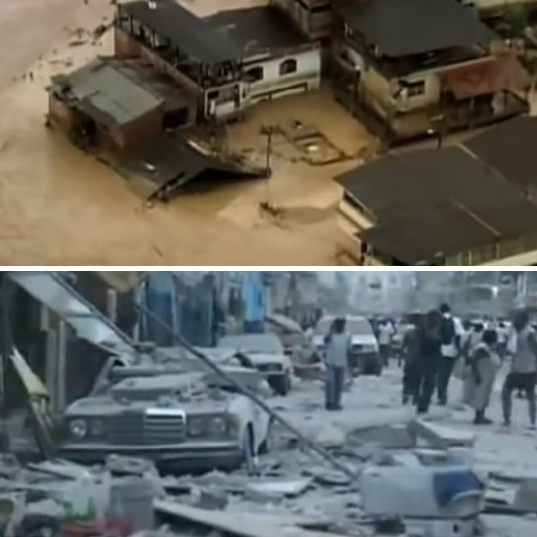 Gride das imagens da enchente no Rio de Janeiro (2011) e do terremoto no Haiti (2010)