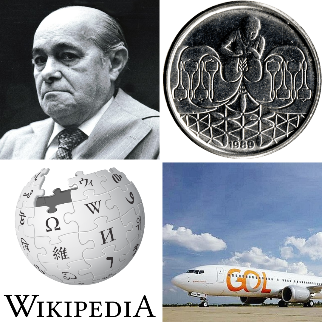 Tancredo Neves, Cruzado Novo, logo da Wikipédia e avião da Gol