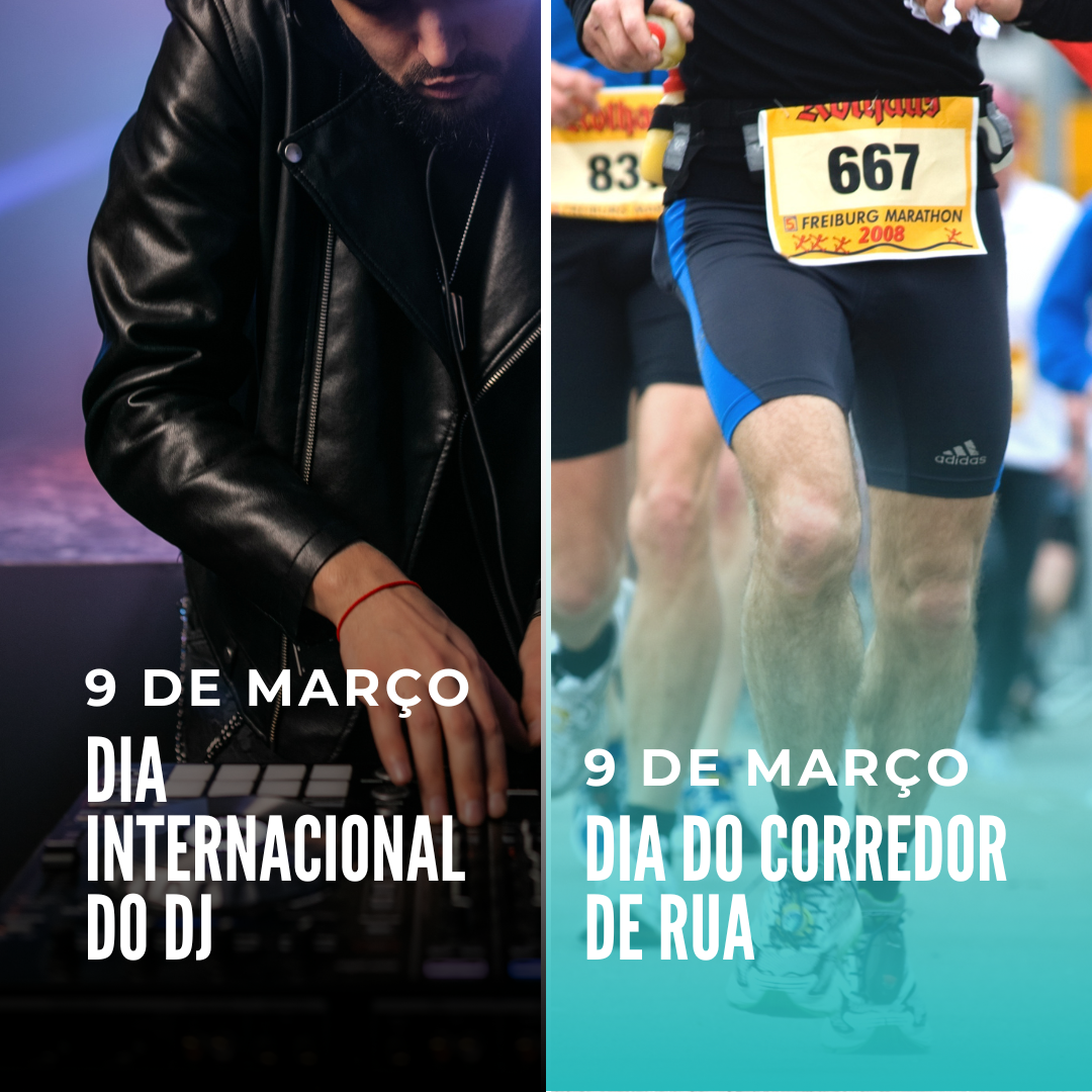 '9 de março. Dia Internacional do DJ. 9 de março. Dia do Corredor de Rua' - 09 de março