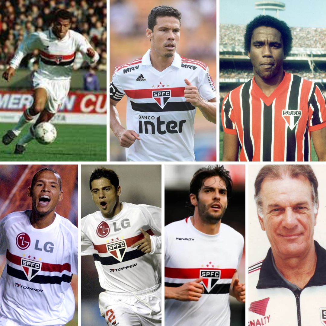 '1-Cafu. 2-Hernanes. 3-Serginho Chulapa. 4-Luis Fabiano. 5-Cicinho. 6-Kaká. 7-Telê Santana.' - Mensagens de futebol do São Paulo