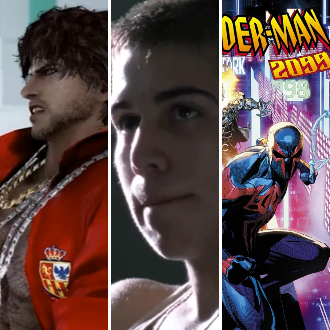 Personagens Miguel de Tekken, The Walking Dead e Homem Aranha.