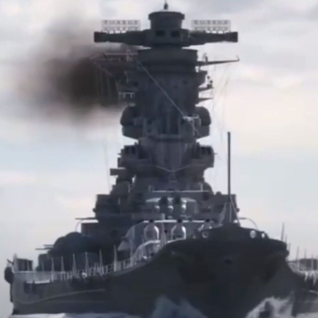 Imagem do maior navio de guerra japonês já construído o Yamato
