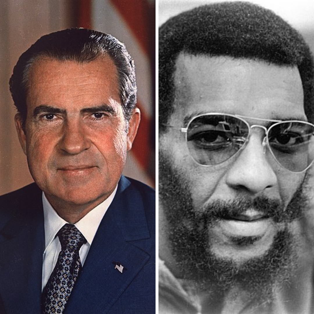 Grid com imagens de Richard Nixon e Richie Havens