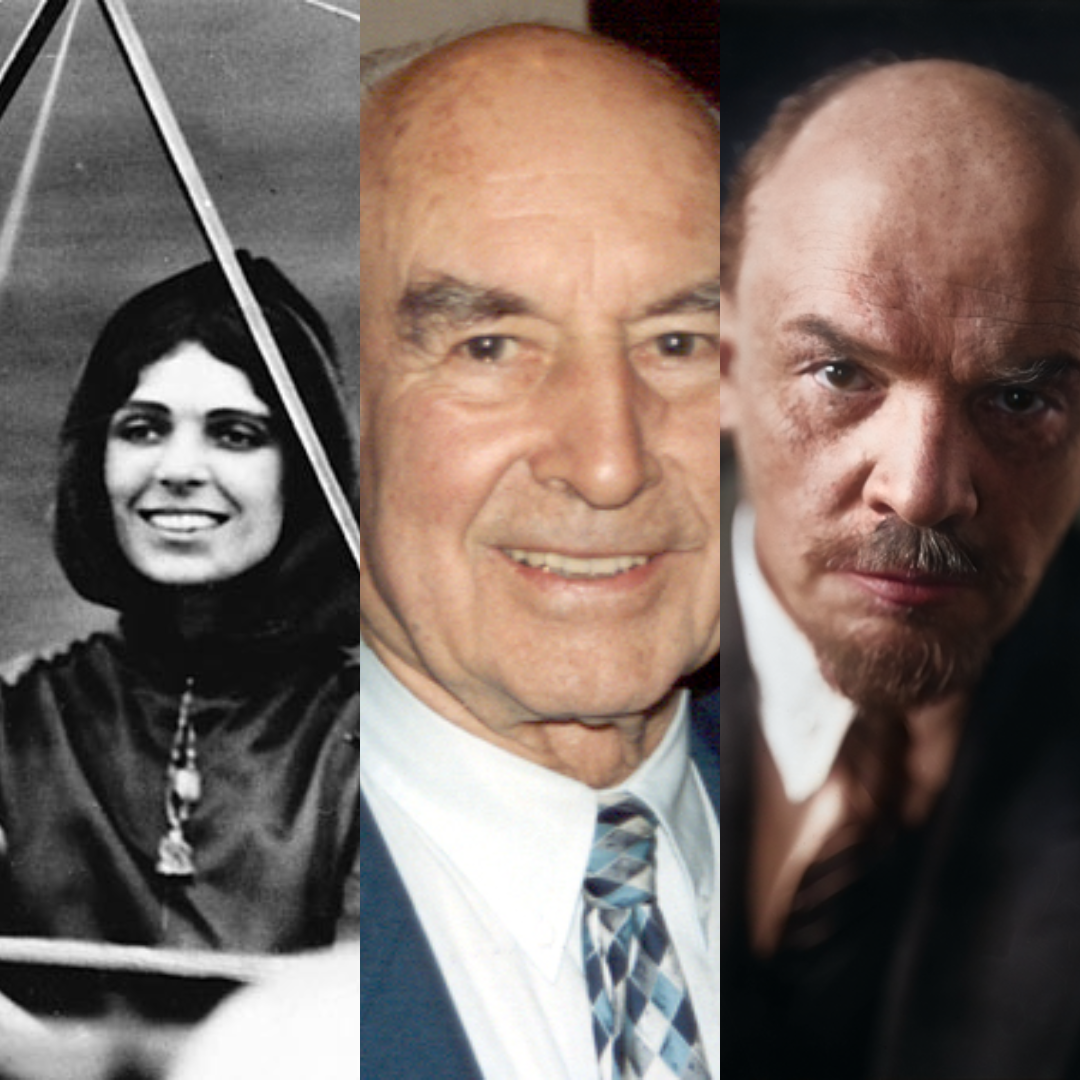 Grid de imagens com fotos de Harriet, Albert e Vladimir Lenin
