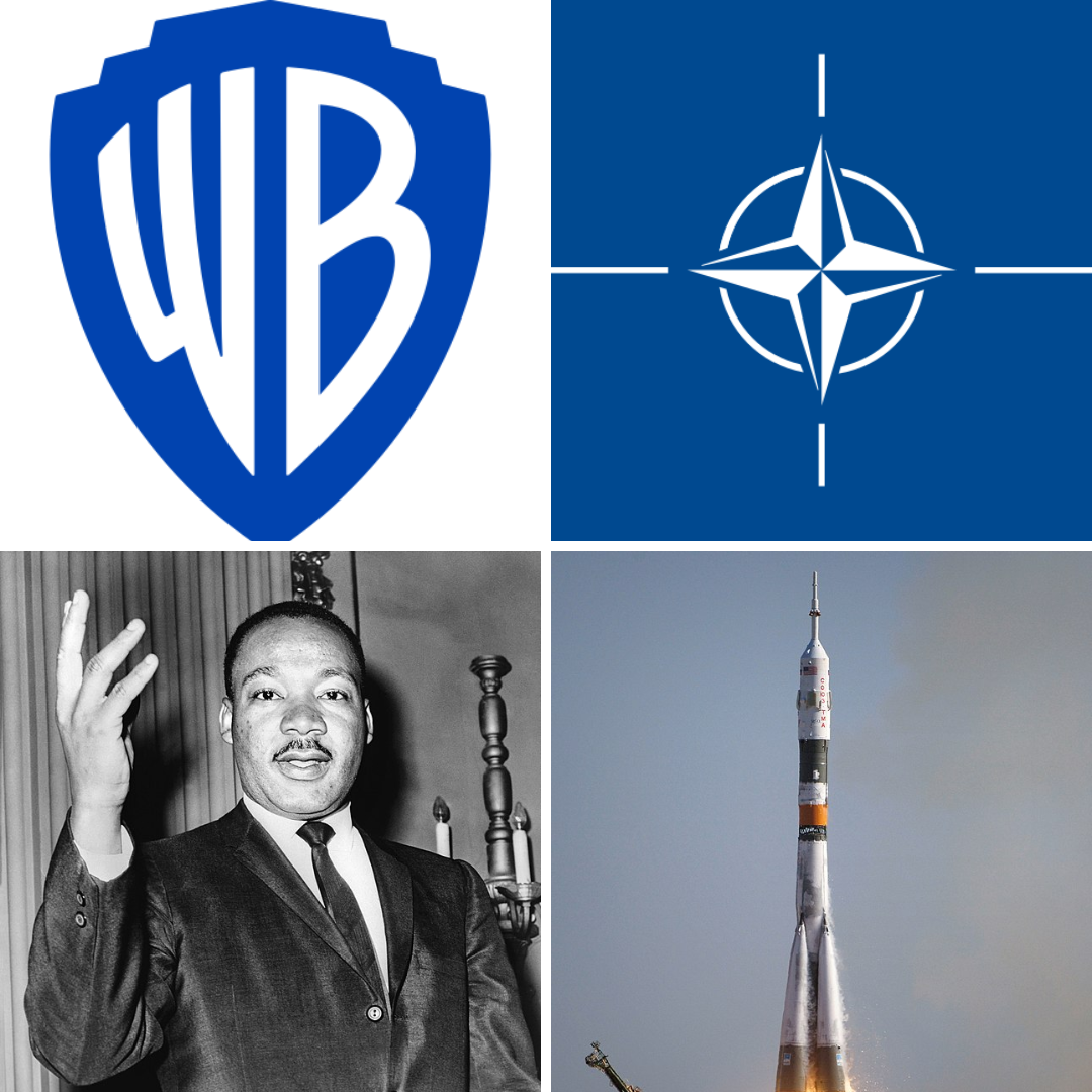 Logo da Warner Bros, logo do Tratado de Atlântico,  Martin Luther King Jr e Soyuz TMA-18