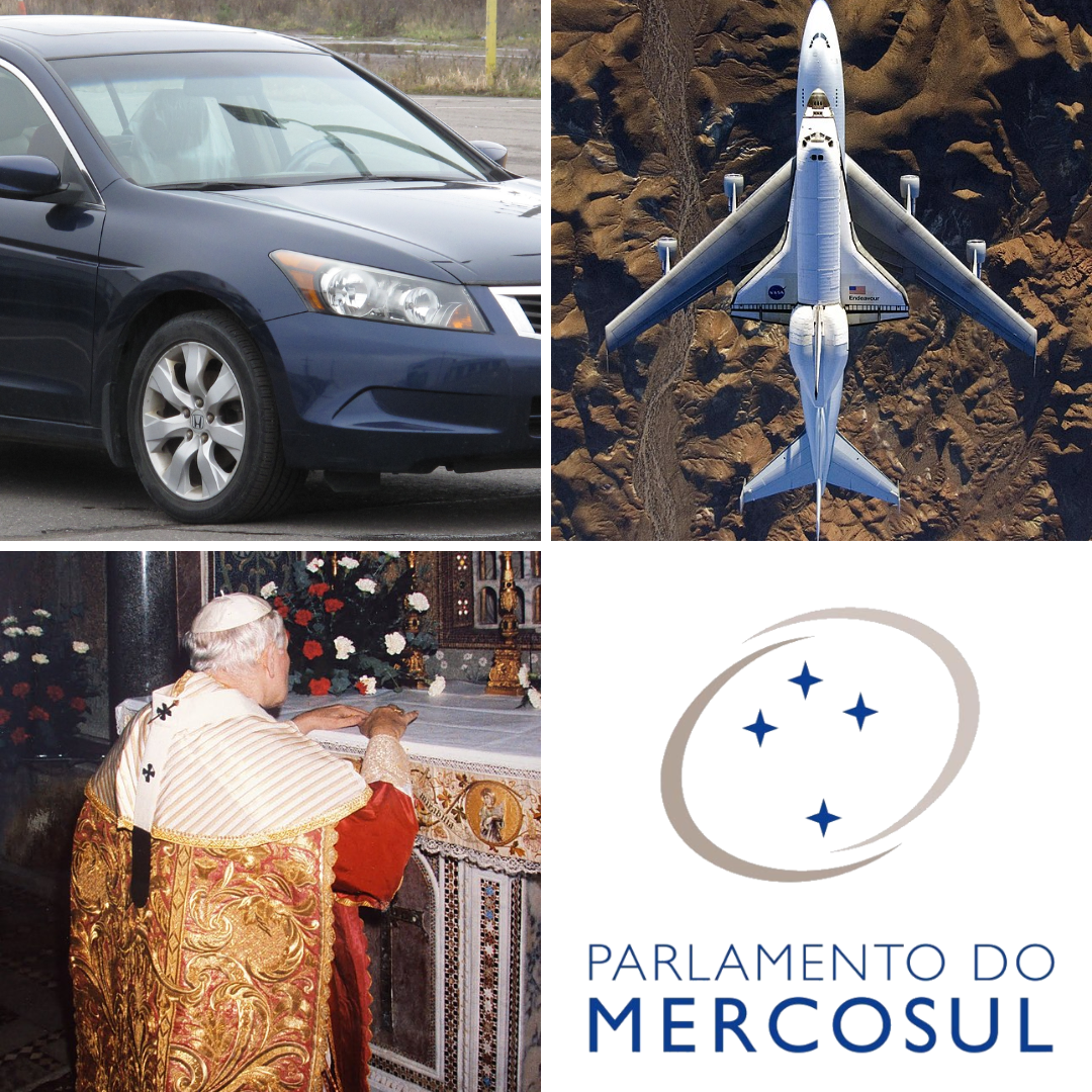 Modelo Honda Accord 2008, ônibus espacial Endeavour, Papa João Paulo II e Parlamento do Mercosul