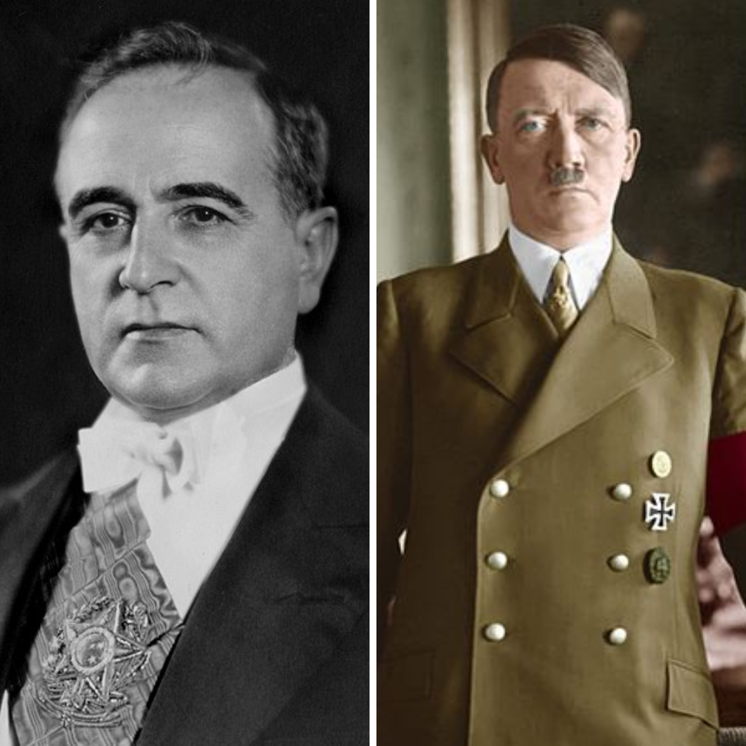 Grid de imagens com fotos de Getúlio e Hitler
