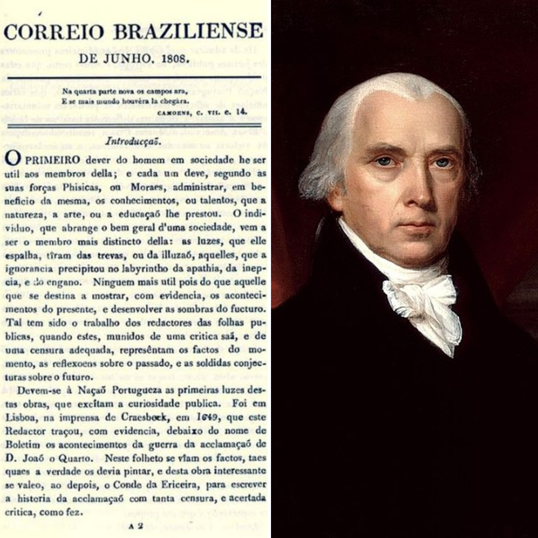 Grid de imagens com a foto do Correio Braziliense e James Madison