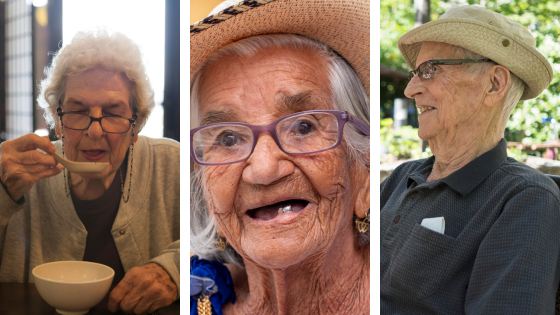Adultos de 91 anos, de 95 anos e de 100
