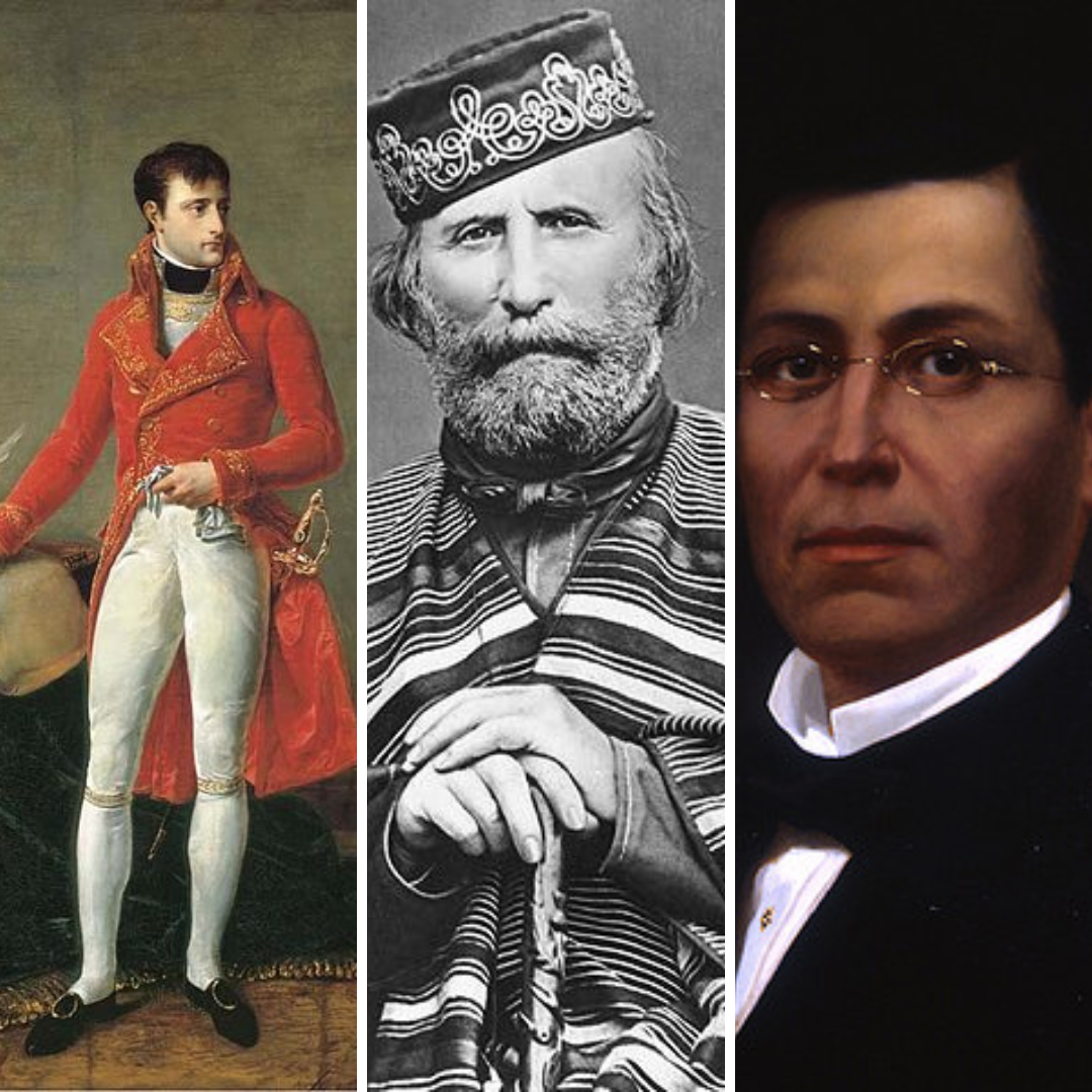 Grid de imagens com fotos de Napoleão, Giuseppe e Ignacio
