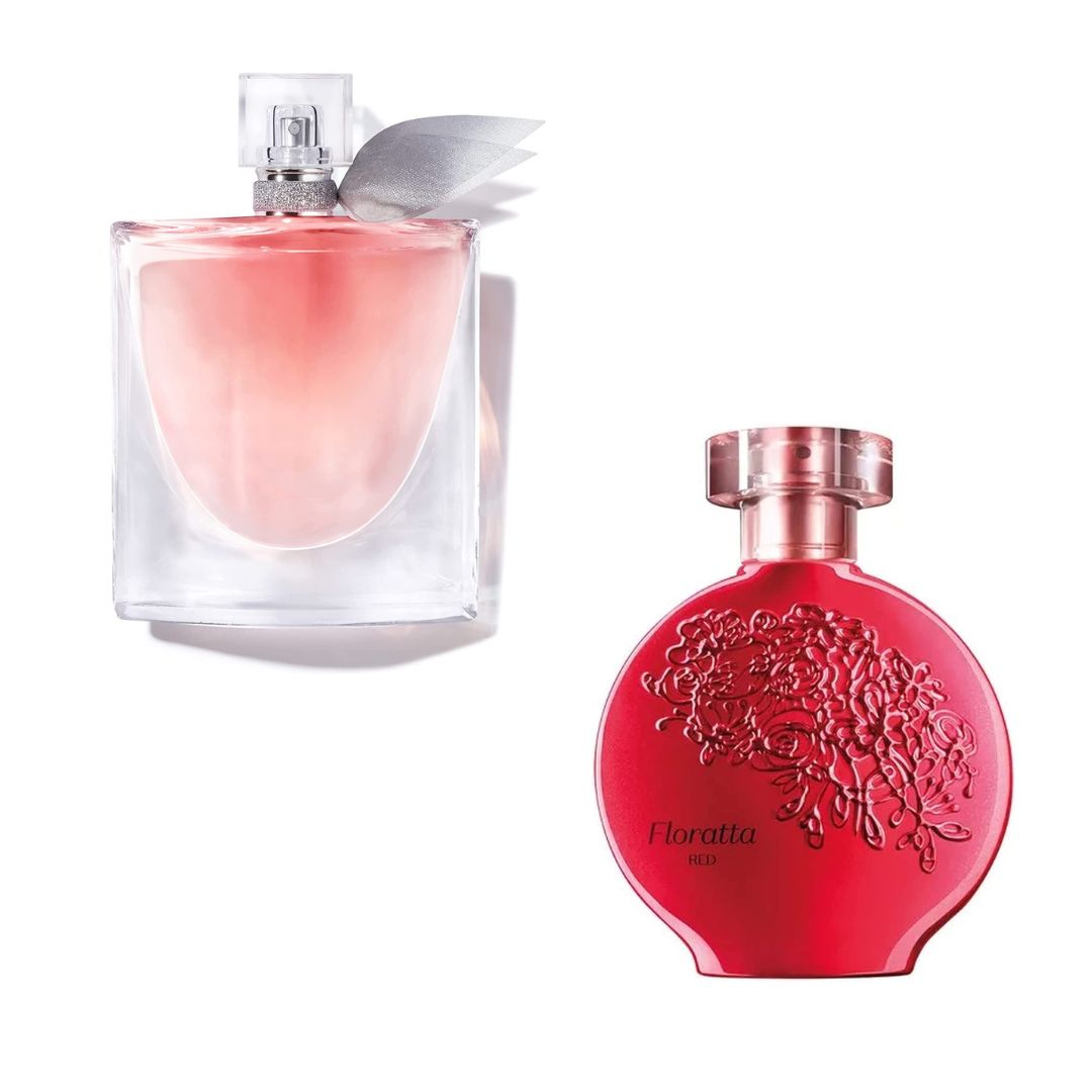 Montagem das imagens dos perfumes da Lancôme e de O Boticário  - Presentes para o Dia das Mães