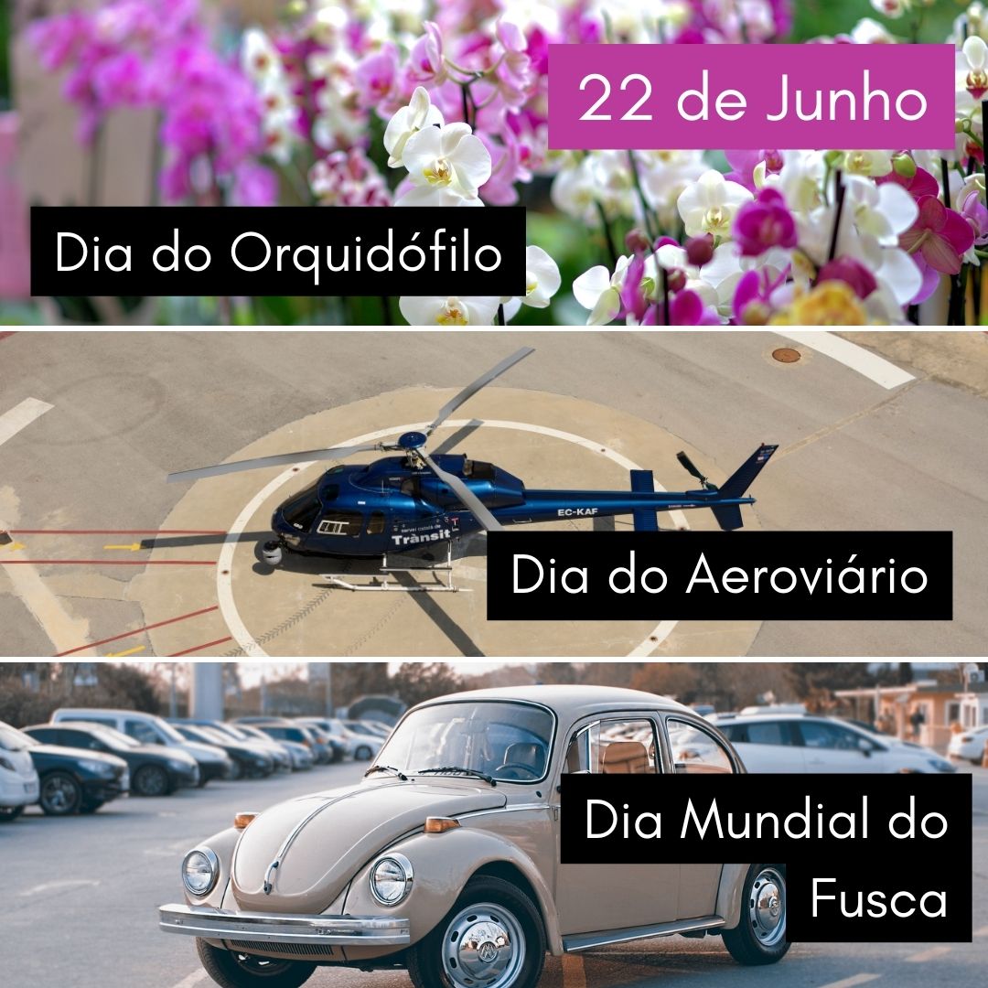 ''22 de junho, dia do orquidófilo, dia do aeroviário e dia mundial do fusca'