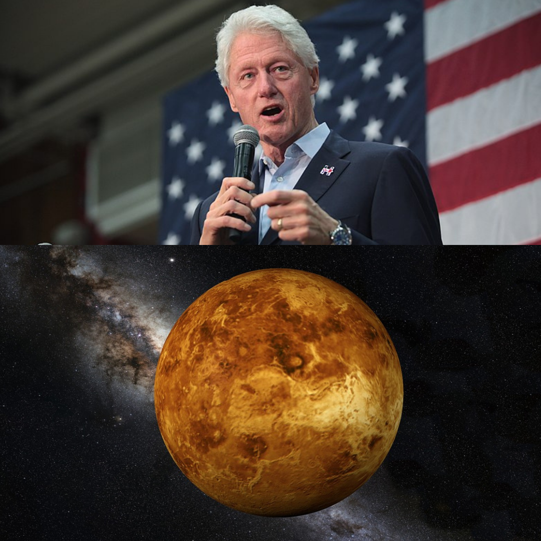 'Montagem com fotos de Bill Clinton e do planeta Vênus . '- 30 de junho