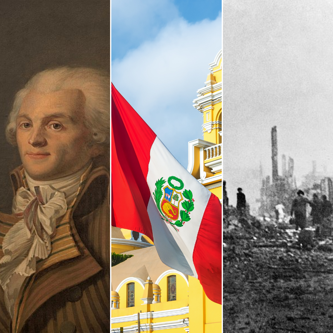 Montagem com acontecimentos históricos: 1794 – Execução de Maximilien Robespierre na Revolução Francesa.