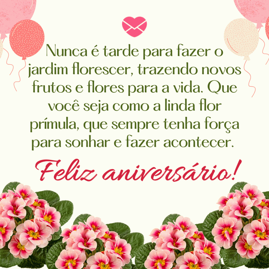 Parabenize com mensagens de feliz aniversário com flores