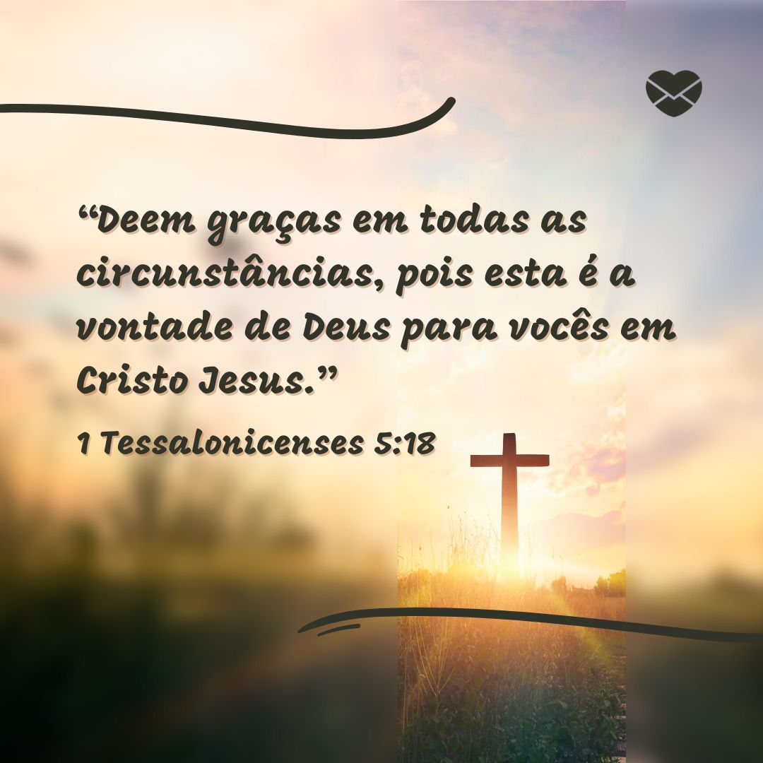 '“Deem graças em todas as circunstâncias, pois esta é a vontade de Deus para vocês em Cristo Jesus.”  1 Tessalonicenses 5:18'-Versículos de gratidão.