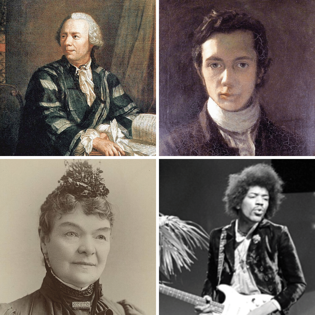 'Leonhard Euler, William Hazlitt, Mary Lee e Jimi Hendrix.' - 18 de setembro