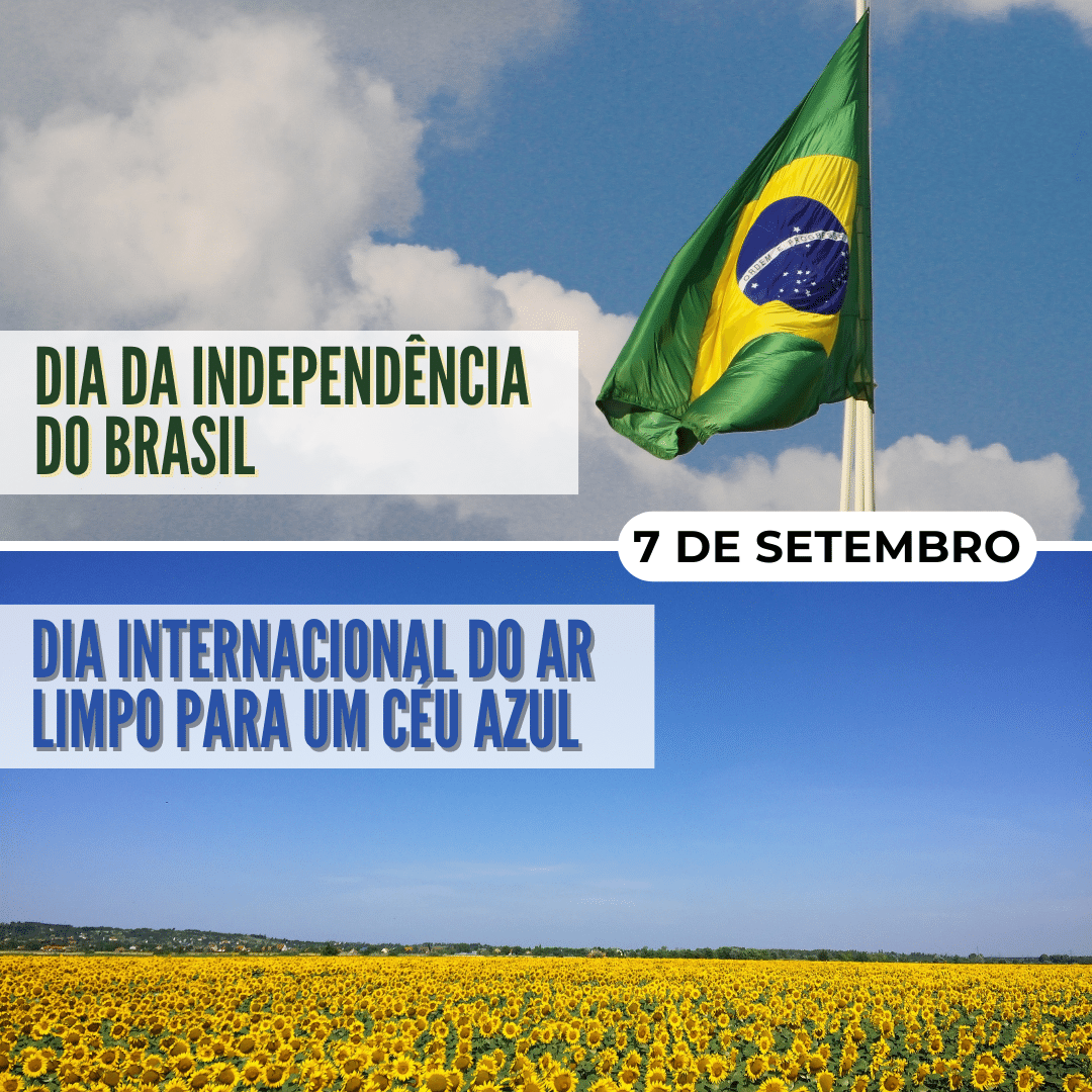 '7 de setembro. Dia da Independência do Brasil. Dia Internacional do Ar Limpo para um Céu Azul.' - 7 de setembro