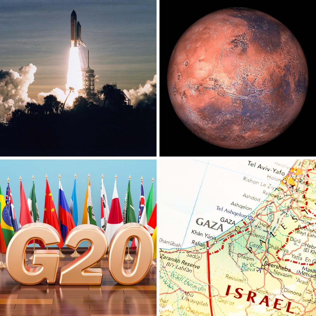 '1- 1969 — lançamento da Apollo 12, a segunda missão tripulada à superfície da Lua, do Programa Apollo, pela NASA. 2- 1971 — entrada de Mariner 9 em órbita em torno de Marte. 3- 2008 — início da primeira reunião de cúpula econômica do G20 em Washington, D.C. 4- 2012 — lançamento de uma grande operação militar na Faixa de Gaza por Israel.' - 14 de novembro