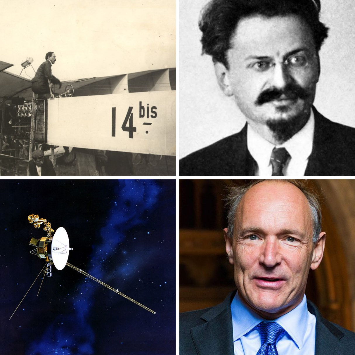 14 Bis, Leon Tróstki,  Voyager I e Tim Berners-Lee.