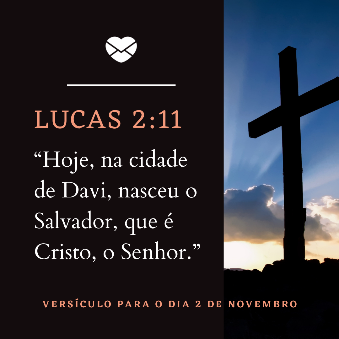 'Lucas 2:11.  “Hoje, na cidade de Davi, nasceu o Salvador, que é Cristo, o Senhor.” ' - 2 de novembro