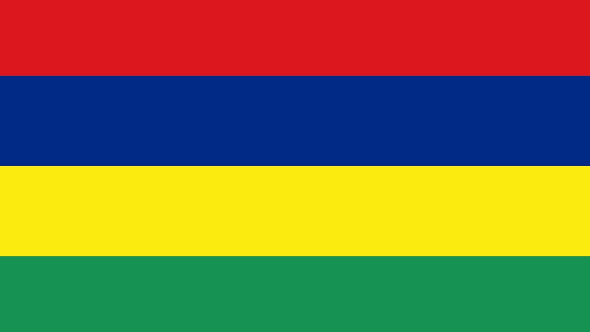 A bandeira consiste em quatro listras horizontais de igual área. Suas cores são, do topo para a base, vermelho, azul, amarelo e verde.
