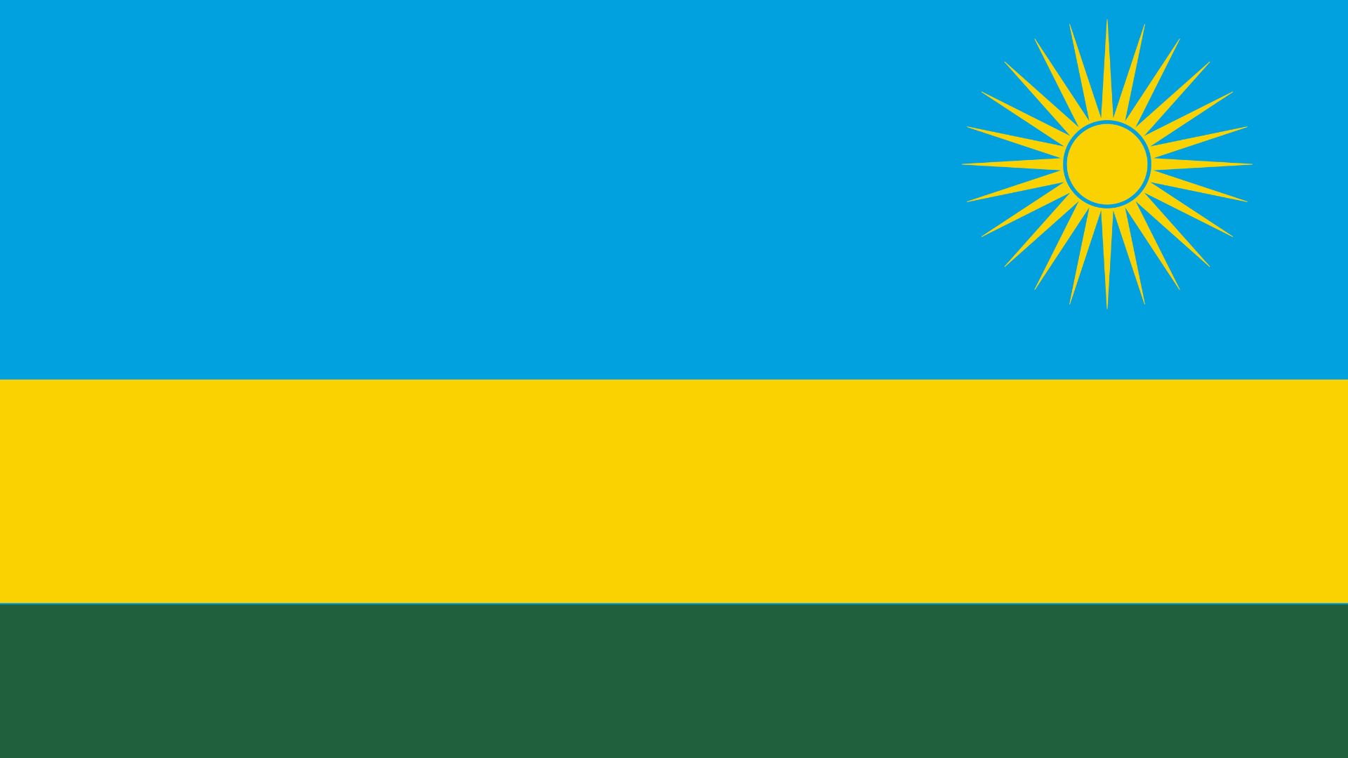 A bandeira é composta de quatro cores: azul, verde e dois tipos de amarelo.  A cor azul representa felicidade e paz, a faixa amarela simboliza desenvolvimento econômico, e a faixa verde simboliza esperança e prosperidade. O sol representa iluminação.