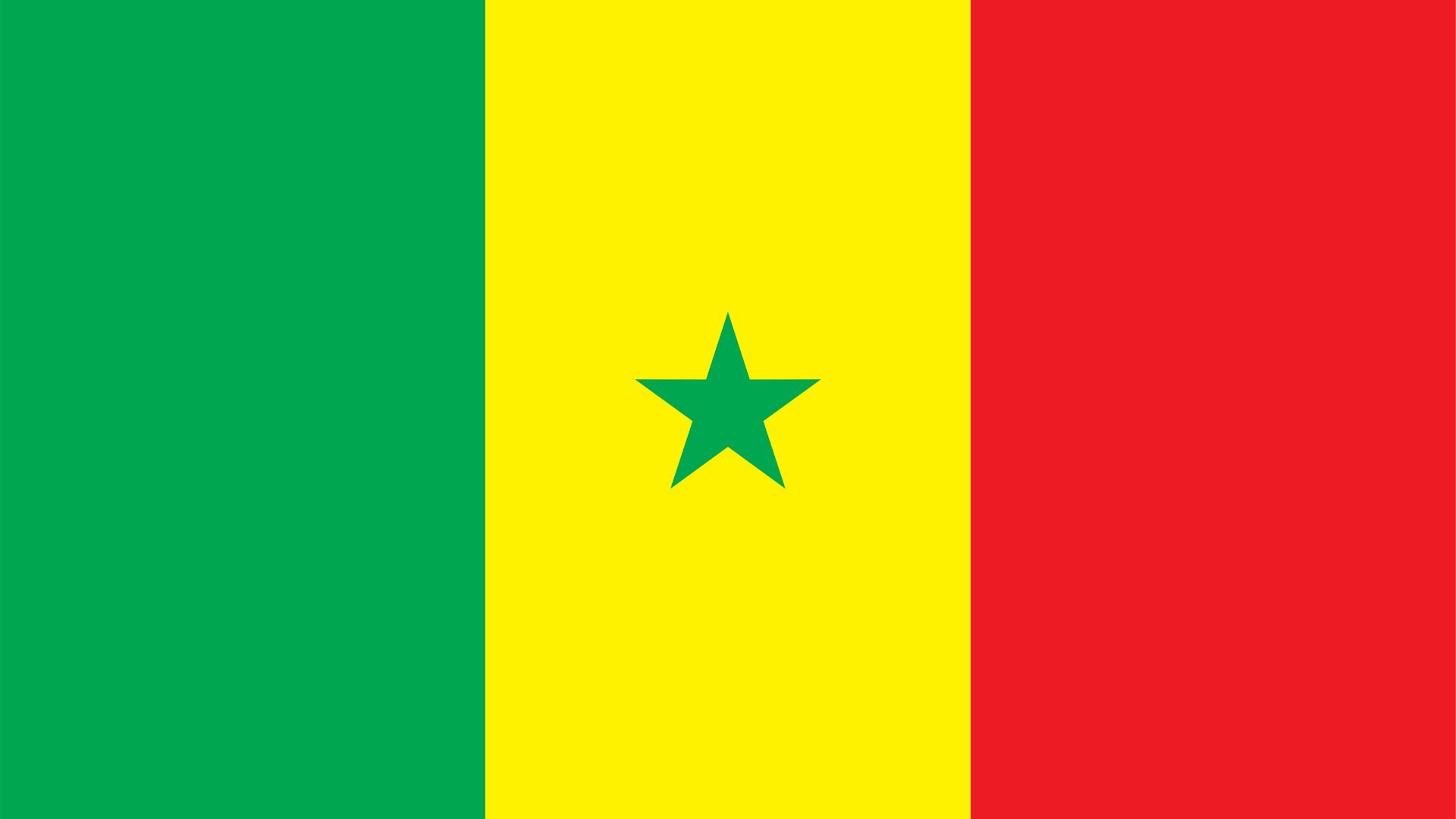 A bandeira do Senegal é composta por três cores: verde, amarela e vermelha, distribuídas verticalmente. Ela possui uma estrela verde de cinco pontas no centro.
