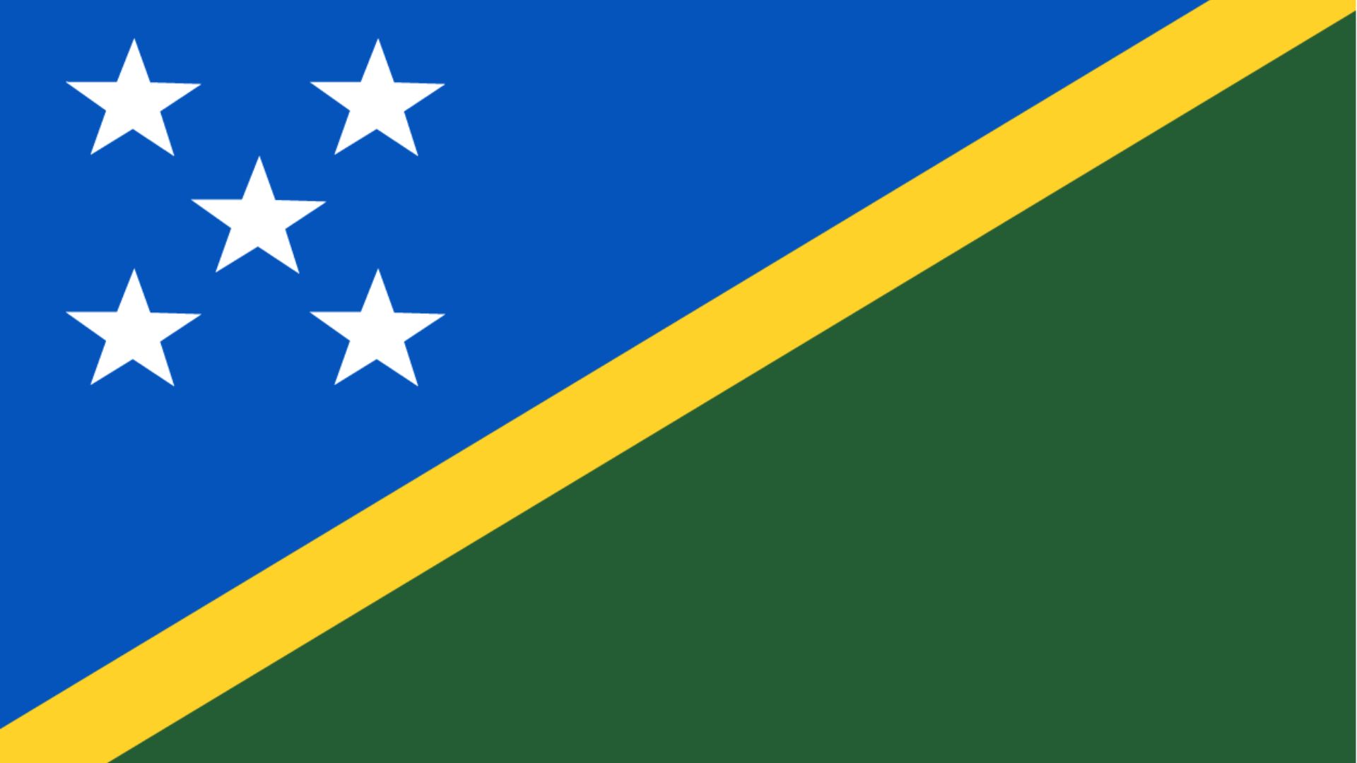 A bandeira das Ilhas Salomão é composta por três cores: azul, verde e amarelo. O azul, supostamente representa o oceano circundante, enquanto que o verde representa a terra. A faixa amarela é simbólica da luz solar.