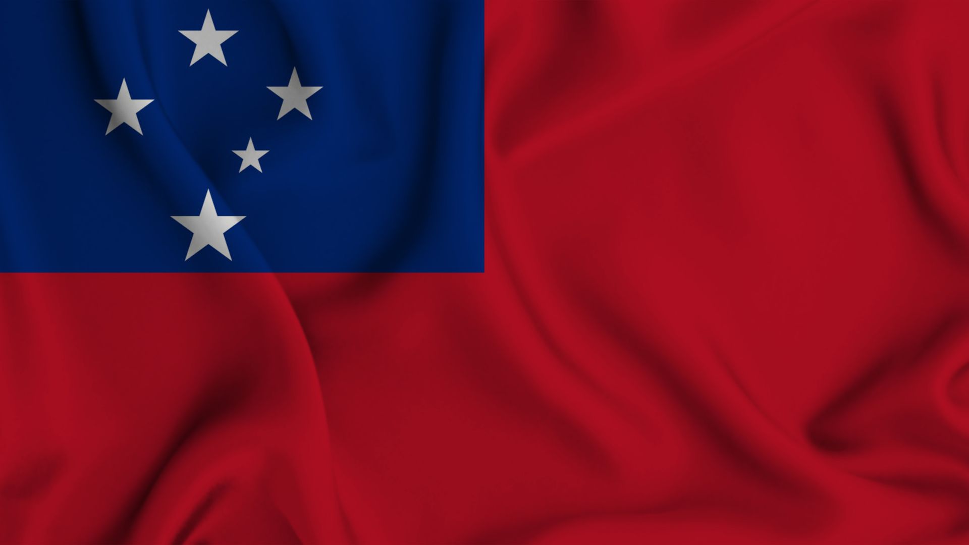 A bandeira de Samoa possui as cores vermelho e azul. No canto superior esquerdo, no quadrado azul, existe uma constelação de 5 estrelas.