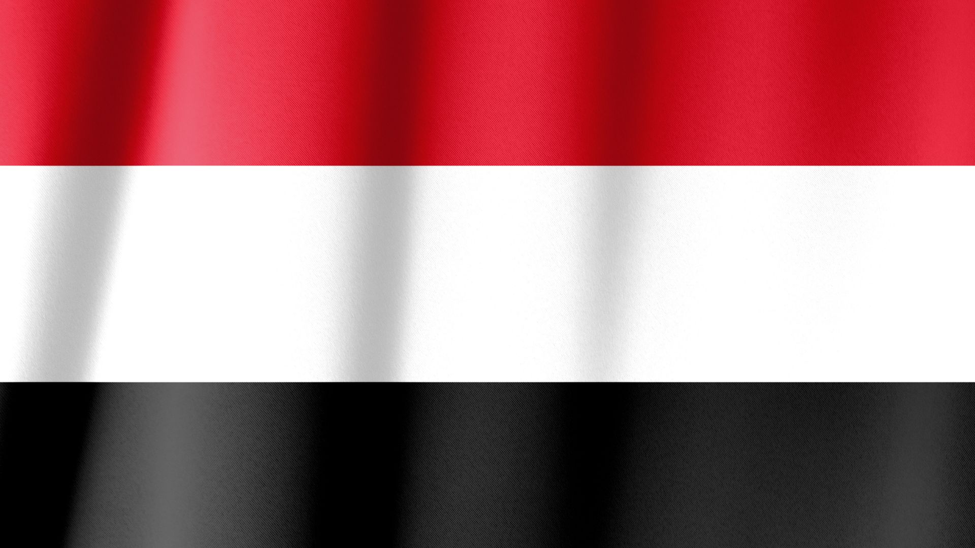 A bandeira do Iêmen tem como padrão três faixas nas cores vermelha, branca e preta.