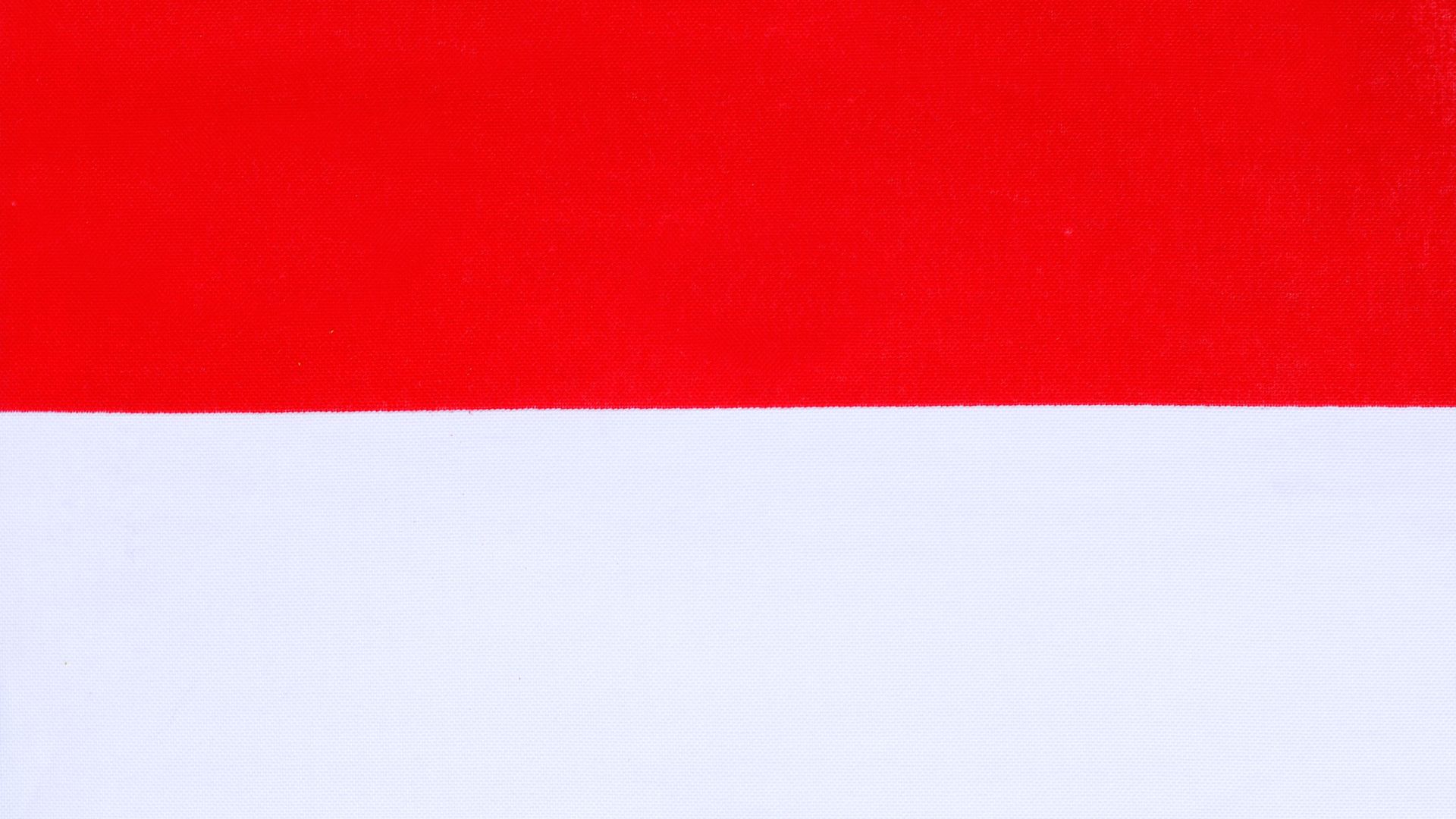A bandeira da Indonésia é composta por duas faixas de dimensões iguais, a superior de cor vermelha e a inferior, branca.