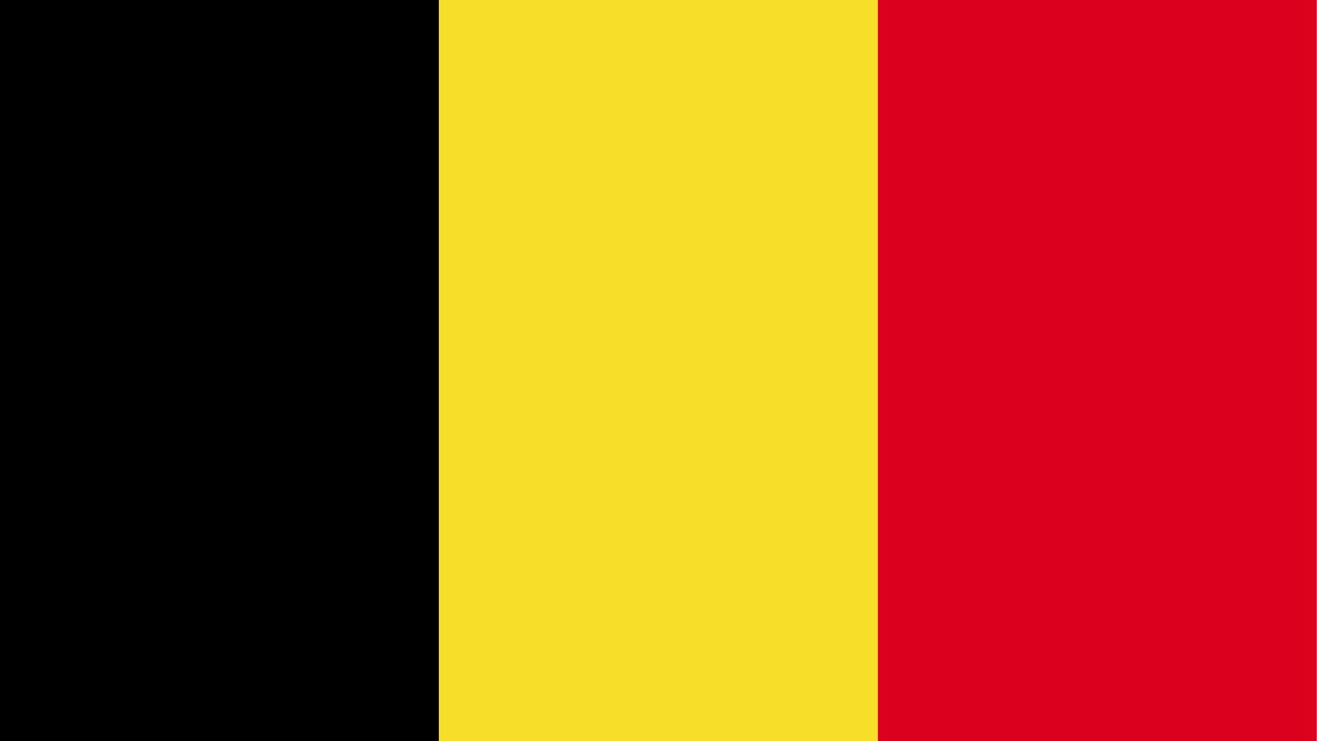 A bandeira da Bélgica é composta por três listas verticais nas cores preta, amarela e vermelha.